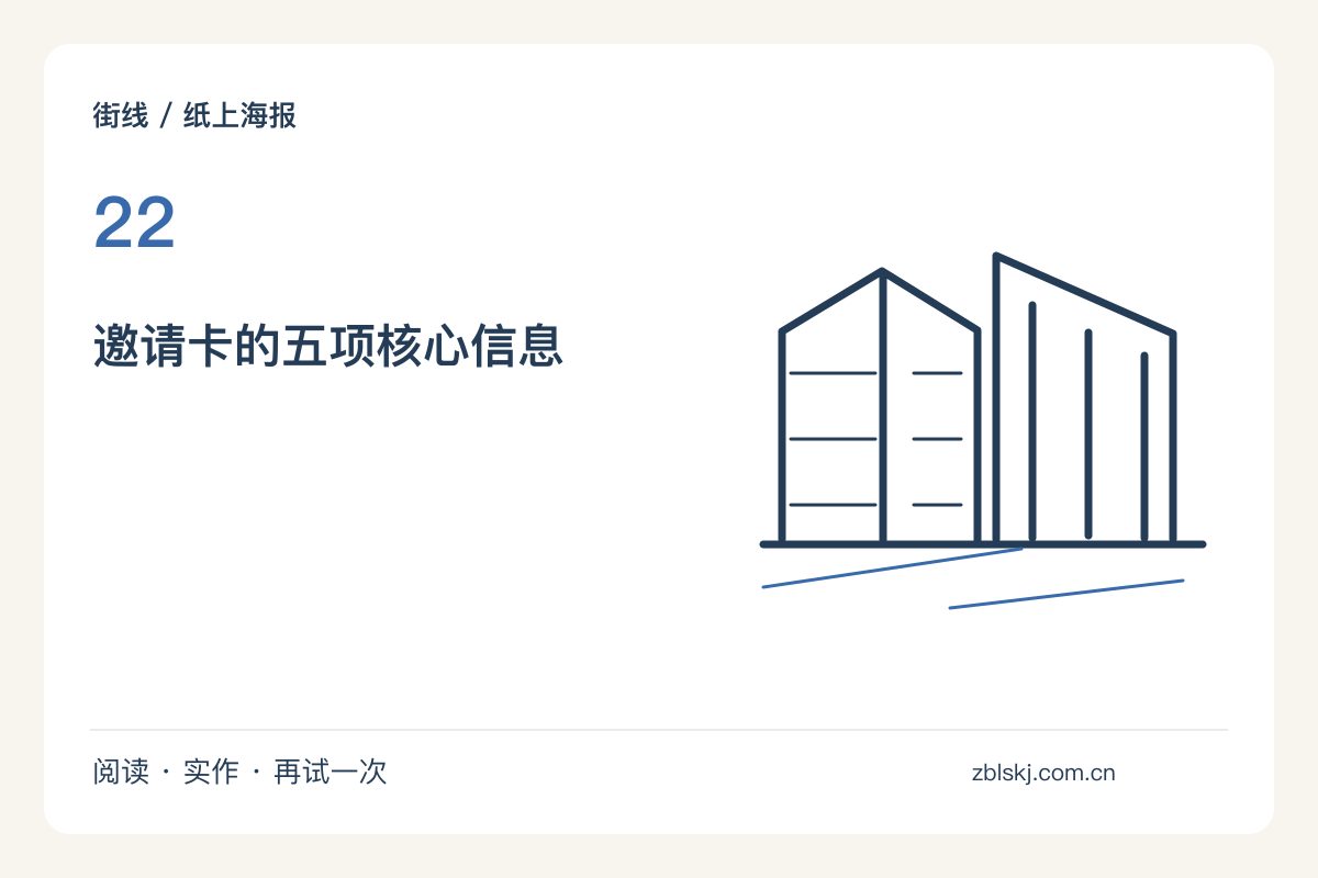 给一场自办速写交流设计邀请卡，信息要小而完整主题图解